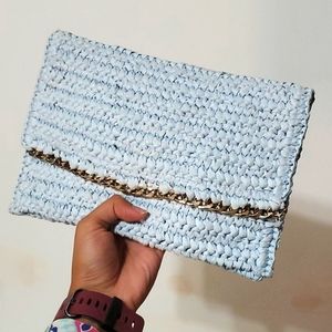 NEW H&M baby blue clutch